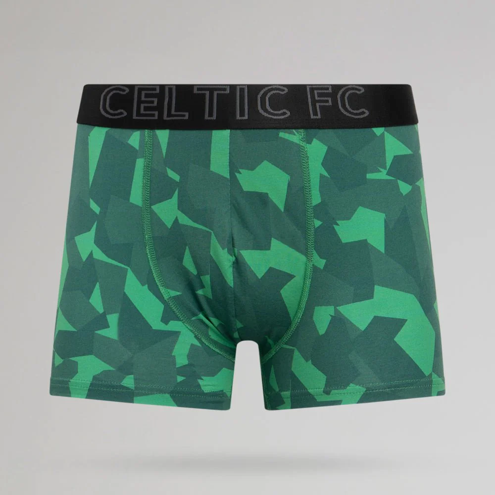 Celtic Adult 2 Pack Green and Black Boxer Shorts - Image 3